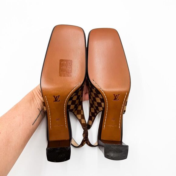 Louis Vuitton Brown Checkered Heels matching bag in this closet. - Picture 9 of 12